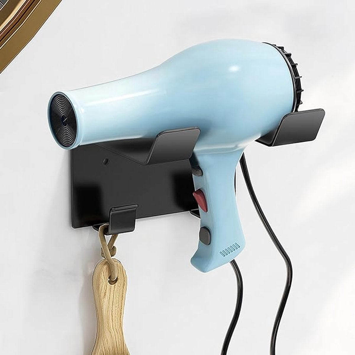 Hairdryer holder - hair dryer holder - Hairdryer Holder - Hairdryer Wall Bracket - Universal - wall mount - 11.5*9.5*5.5cm - metal - wall mount - Bathroom accessories - silver - Image 2