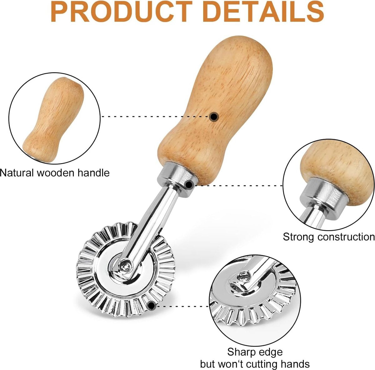 Set of 4 ravioli cutters - Ravioli makers with wooden handle - Set of 3 shape cutters and 1 pasta wheel for cutting homemade ravioli - Image 2