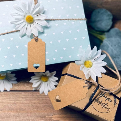 100x Kraft Cardboard Labels - With 100 Jute Rope - Gift Tags - 9.5 x 4.5 CM - Heart - Writable - Cardboard Gift Labels - Kraft Paper Name Tags - Blank Price Tags - Gift Tags - Multifunctional Label - Thick & Sturdy - Image 4