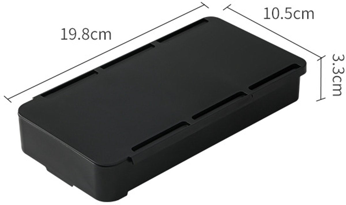 Desk organizer - 2 pieces - Drawer dividers - Self-adhesive - Under desk drawer organizer - Drawer under desk - Hidden desk drawer - For shelves, desks and tables - Black - 19.8*10.5*3.3 cm - ABS - Image 3
