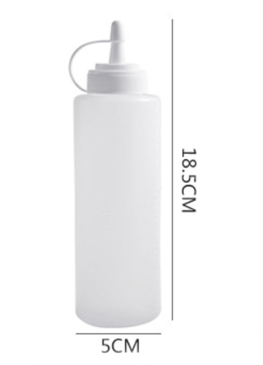 4 pieces - 200 ml - Dosing bottle - Squeeze bottle - Sauce bottle - Garnish bottle - Plastic - White - with spout cap - Leak-proof lids - With check marks - For garnish, sauce or batter - Image 2