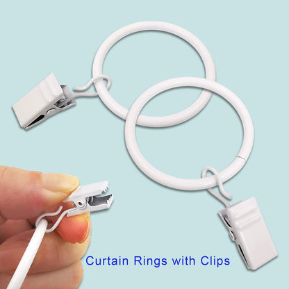 Curtain rings - 45 pieces - Inner diameter 3.8CM - White - Curtain clips for curtain rods - Metal clamps with clip - Hooks for shower curtains, towels, tea towels and dishcloths - Curtain hooks - Curtain hooks - Image 2