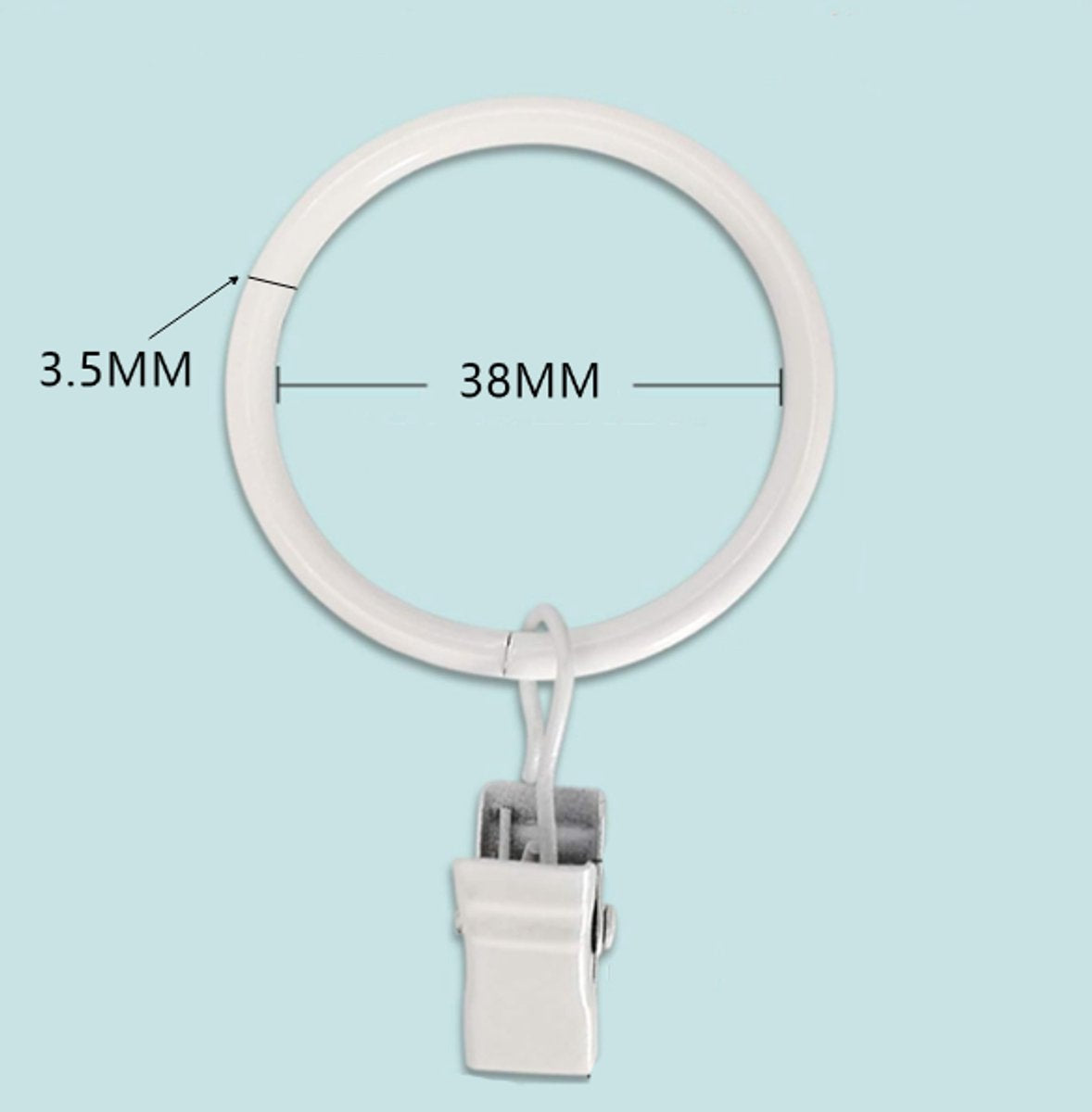 Curtain rings - 45 pieces - Inner diameter 3.8CM - White - Curtain clips for curtain rods - Metal clamps with clip - Hooks for shower curtains, towels, tea towels and dishcloths - Curtain hooks - Curtain hooks - Image 6