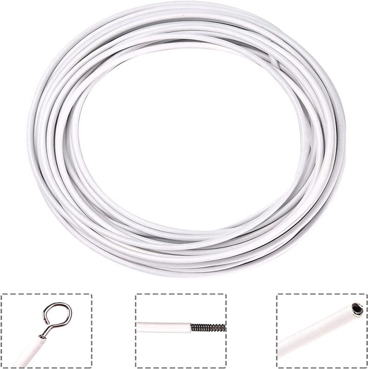 Curtain spiral wire - 10M - Curtain cable - with screw eyes and hooks - 25 sheep eye circles and 25 question mark nails - Spiral wire set - curtain cable line for clothing - Tension spring - white - Metal - for curtain rods, curtains, shower curtains - Image 3