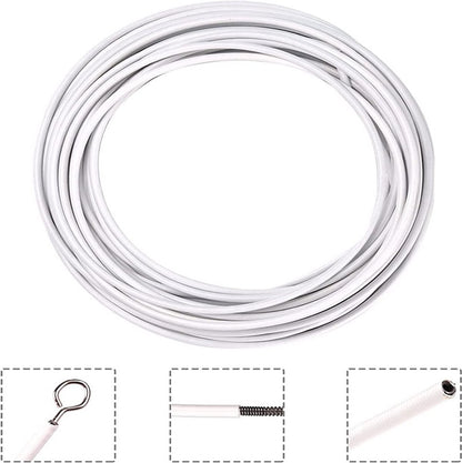 Curtain spiral wire - 10M - Curtain cable - with screw eyes and hooks - 25 sheep eye circles and 25 question mark nails - Spiral wire set - curtain cable line for clothing - Tension spring - white - Metal - for curtain rods, curtains, shower curtains - Image 3