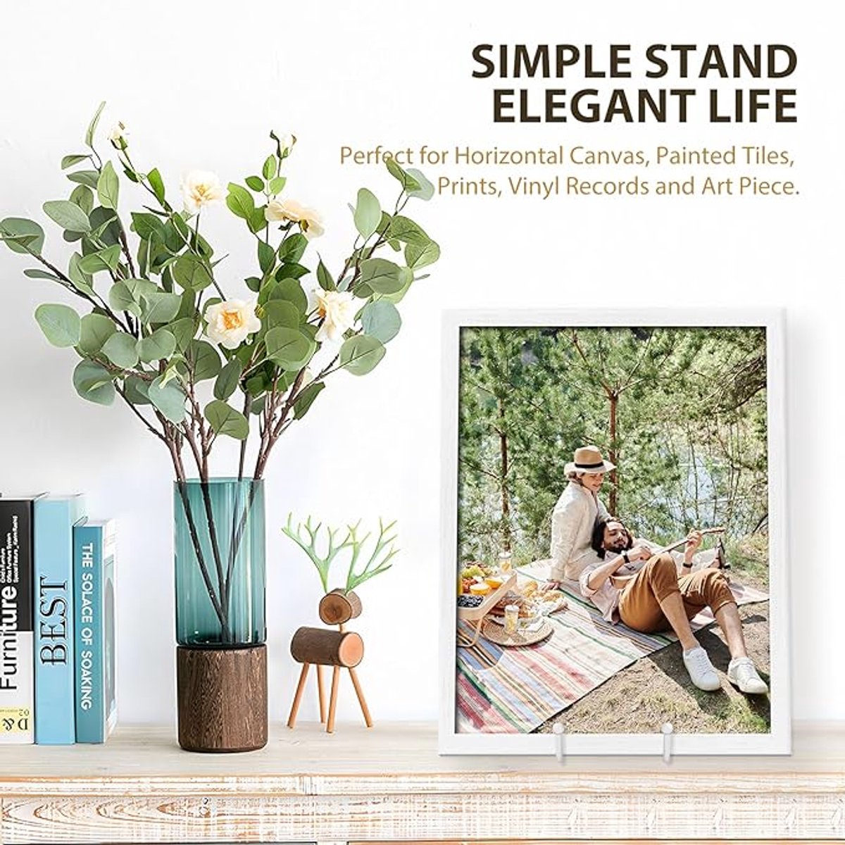 pieces - Plate stand - Display - Holder - Decorative plates - Books - Photo frame stand - Plates - Rack - Kitchen cabinet - Metal - white - 7.5*14 cm - Image 4