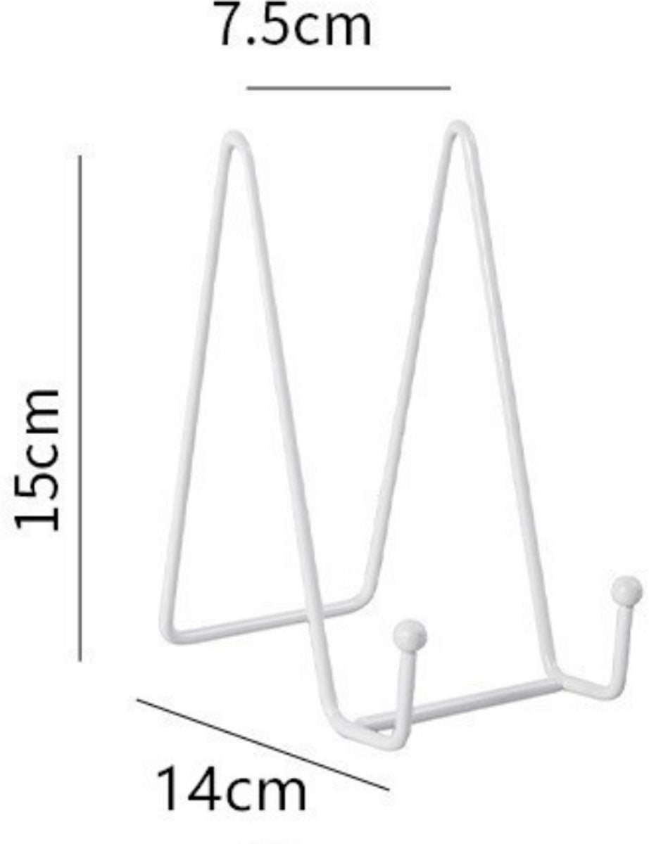 pieces - Plate stand - Display - Holder - Decorative plates - Books - Photo frame stand - Plates - Rack - Kitchen cabinet - Metal - white - 7.5*14 cm - Image 5