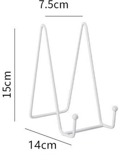 pieces - Plate stand - Display - Holder - Decorative plates - Books - Photo frame stand - Plates - Rack - Kitchen cabinet - Metal - white - 7.5*14 cm - Image 5