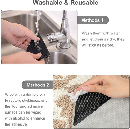 Anti-slip corners - Carpet tape - Carpet grippers - 8 pieces - Anti-slip mat, rug, carpet - Reusable pads - Self-adhesive double-sided - Image 3