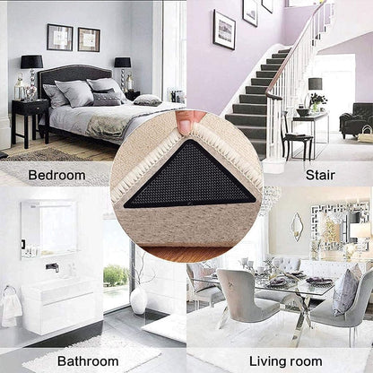 Anti-slip corners - Carpet tape - Carpet grippers - 8 pieces - Anti-slip mat, rug, carpet - Reusable pads - Self-adhesive double-sided - Image 5