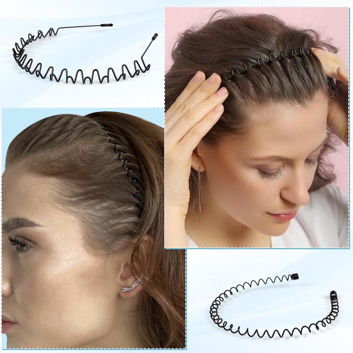 Hair Accessories - 5 Pieces - Headbands - Tiara - Unisex Women and Men - Lightweight - Sports Headband - Plastic - For Running, Sports and Daily Use - Black - Image 2
