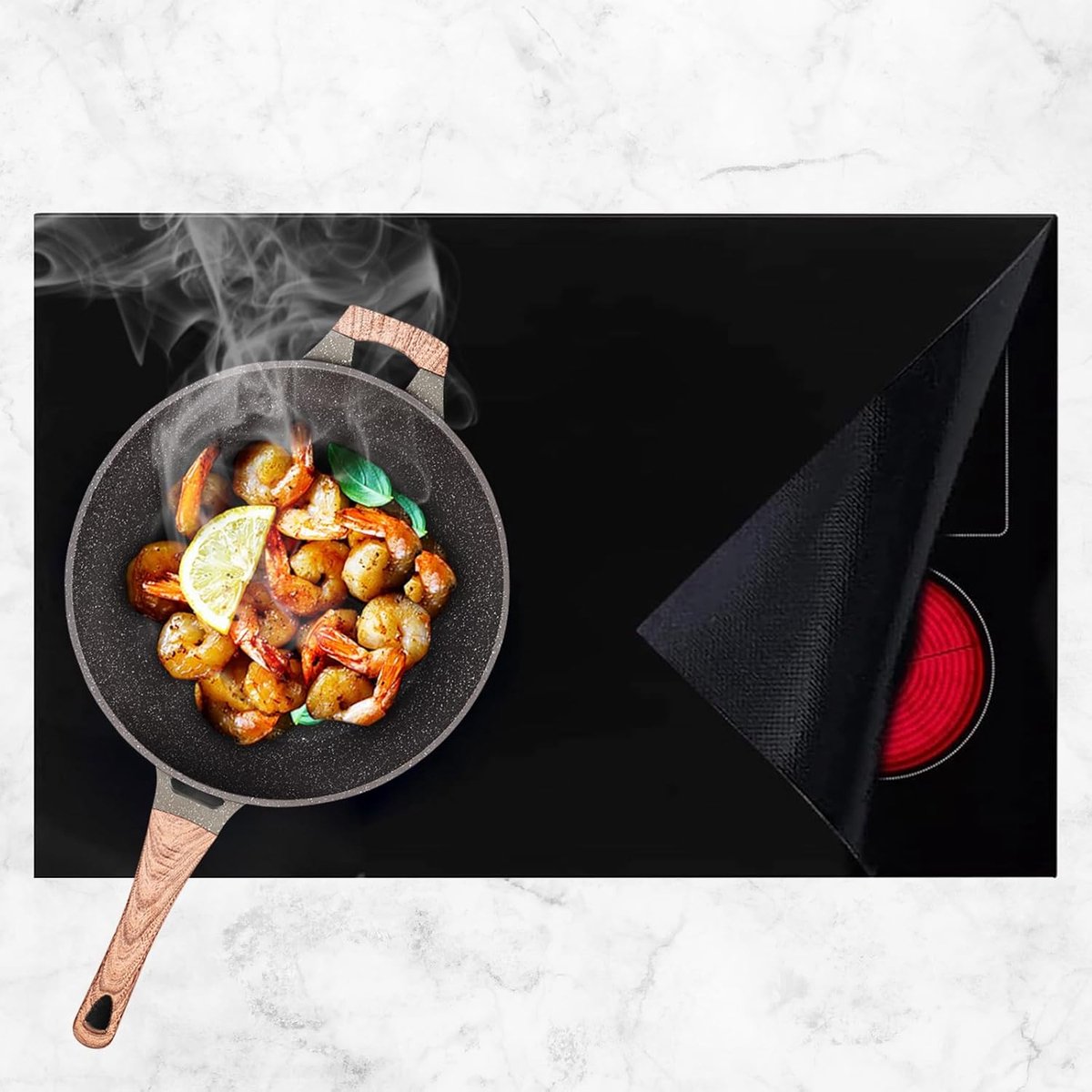 Induction protector - Induction mat - Silicone - Fiberglass - Hob cover - Induction hob protection mat - Protective plate - Induction hob protective mat - Kitchen accessories - Suitable for induction hob - 53*61cm - Black - Image 3