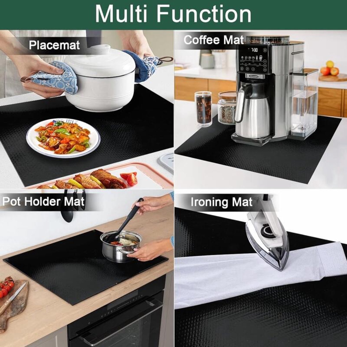 Induction protector - Induction mat - Silicone - Fiberglass - Hob cover - Induction hob protection mat - Protective plate - Induction hob protective mat - Kitchen accessories - Suitable for induction hob - 53*61cm - Black - Image 4