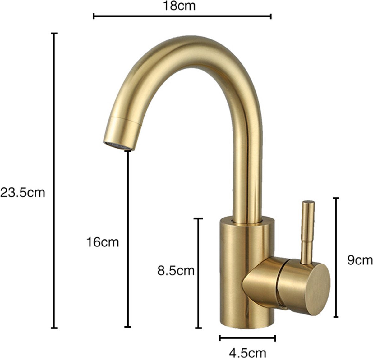 Faucet - Kitchen Faucet - Sink Faucet - 360° Rotatable Mixer Tap - Stainless Steel - Gold - with Cover Plate - for 1-3 Hole Installation - Image 6