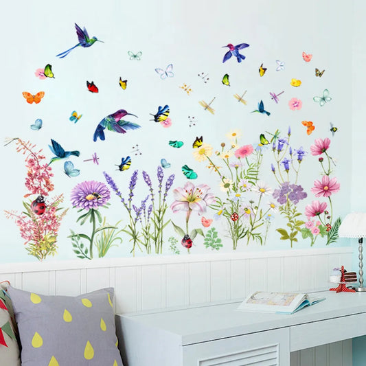 Wall sticker - Flowers/Butterfly/Bird - Reusable/Repositionable - Children's room - Boys - Girls - Home decor - Colorful Wall Sticker - for living room baby rooms bedroom toilet decoration - Image 4