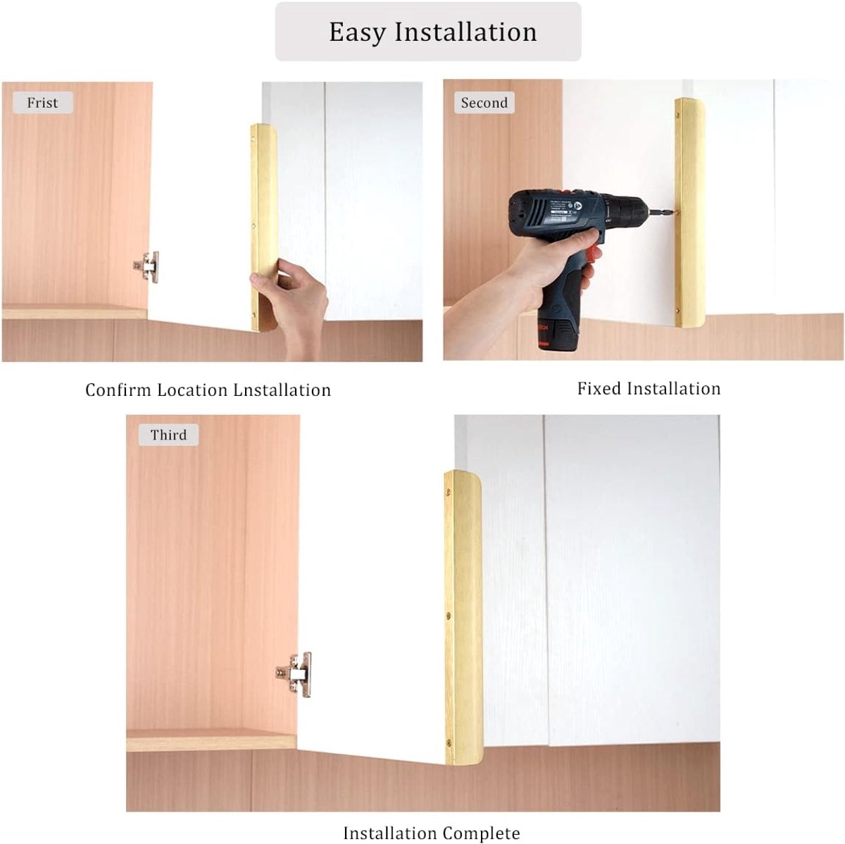 10 pieces - Handle - Furniture handle - Kitchen cabinet handles - Concealed handle - Furniture handles - Cabinet handle - Drawer handles - Door handle - Brushed gold - Arc handle - Aluminum alloy - 96mm - Image 2