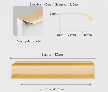10 pieces - Handle - Furniture handle - Kitchen cabinet handles - Concealed handle - Furniture handles - Cabinet handle - Drawer handles - Door handle - Brushed gold - Arc handle - Aluminum alloy - 96mm - Image 4