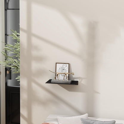 Bathroom shelf - Wall shelf - for wall storage - for bathroom, living room, kitchen, bedroom - 20*12*3cm - Space Aluminum - black - no drilling required - Image 2