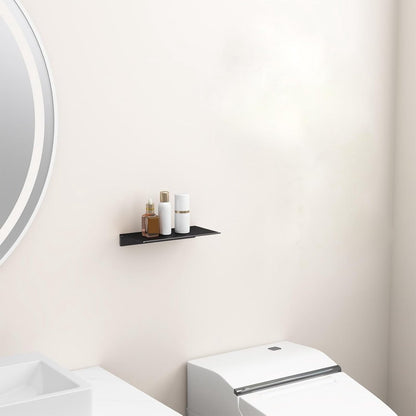 Bathroom shelf - Wall shelf - for wall storage - for bathroom, living room, kitchen, bedroom - 20*12*3cm - Space Aluminum - black - no drilling required - Image 3