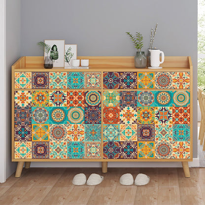 24 pieces - Self-adhesive adhesive foil tile stickers - Decorative sticker tiles - Self-adhesive tiles - Sticktiles - Bathroom - Kitchen - 15x15 cm - Retro Mandala - PVC - Colorful - Image 2