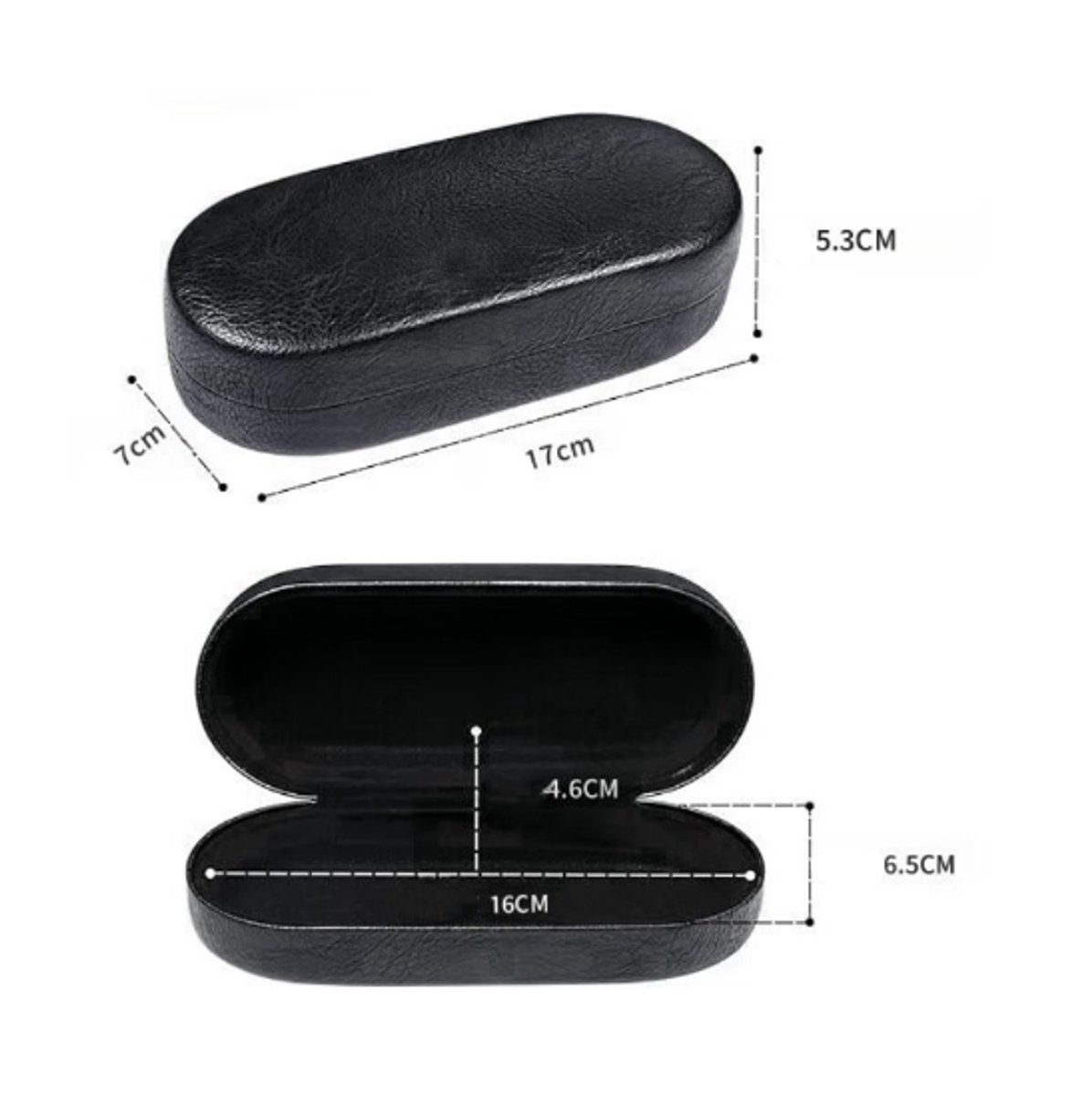 Glasses Case - Hard Glasses Case - Glasses Case - Glasses Case - Sunglasses Protective Box - Portable - Convenient Storage - Gift for Men and Women - 17*7*5.3CM - Black - PU Leather and Metal Frame - Image 4