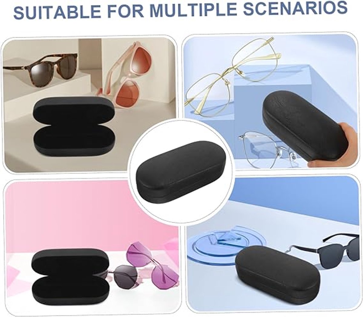 Glasses Case - Hard Glasses Case - Glasses Case - Glasses Case - Sunglasses Protective Box - Portable - Convenient Storage - Gift for Men and Women - 17*7*5.3CM - Black - PU Leather and Metal Frame - Image 5