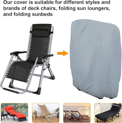 Waterproof Chair Cover - 2 Pieces - Garden Chair Cover - Protective Cover for Garden Furniture - Cover for Folding Chairs - Garden Furniture Cover - Garden Chair Cover - 71x20/34x110cm - For Outdoor Use in the Garden, Balcony or Terrace - Gray - 210D Oxfo - Image 4