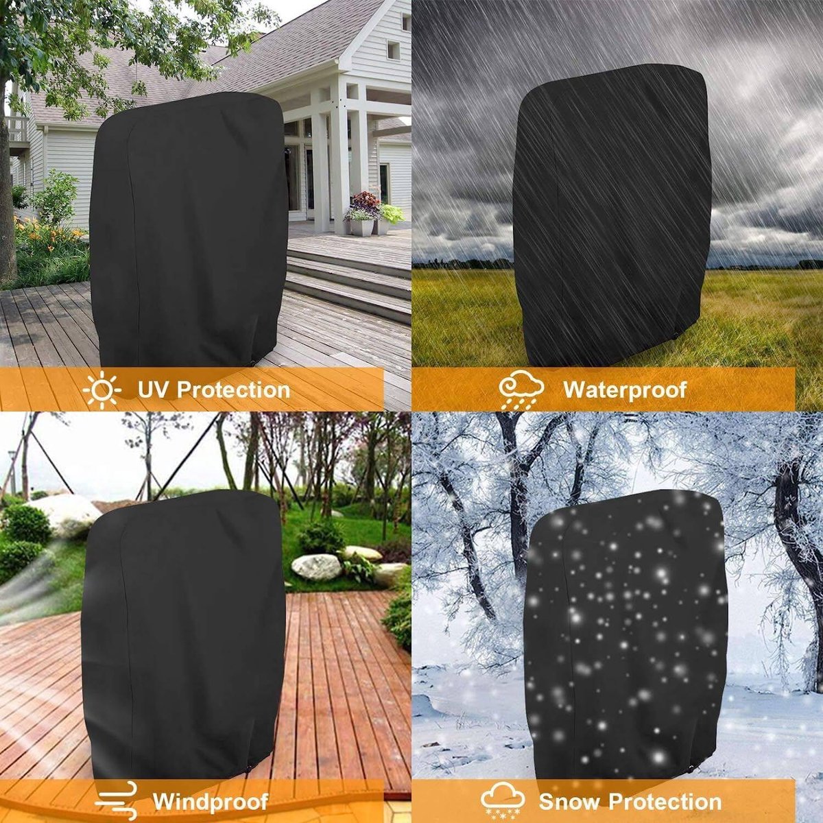 20/34*71*110cm - Garden chair covers - Foldable lounge chair cover - 210D Oxford fabric garden chair covers - Dust cover for chair - Dust cover - Garden accessories - Foldable lounger cover - with storage bag - black - Image 2
