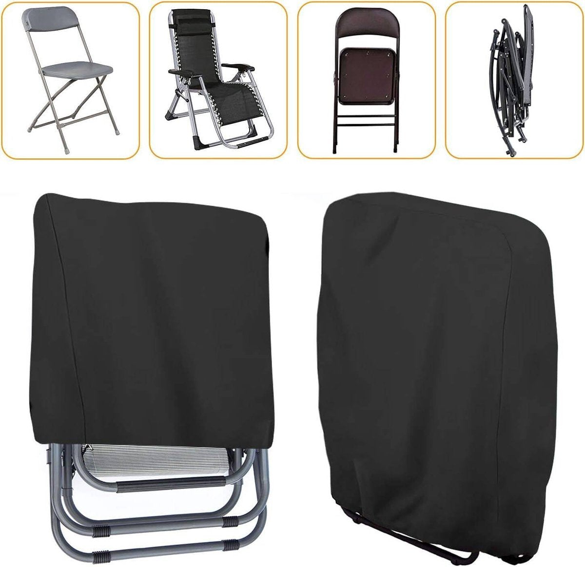 20/34*71*110cm - Garden chair covers - Foldable lounge chair cover - 210D Oxford fabric garden chair covers - Dust cover for chair - Dust cover - Garden accessories - Foldable lounger cover - with storage bag - black - Image 9