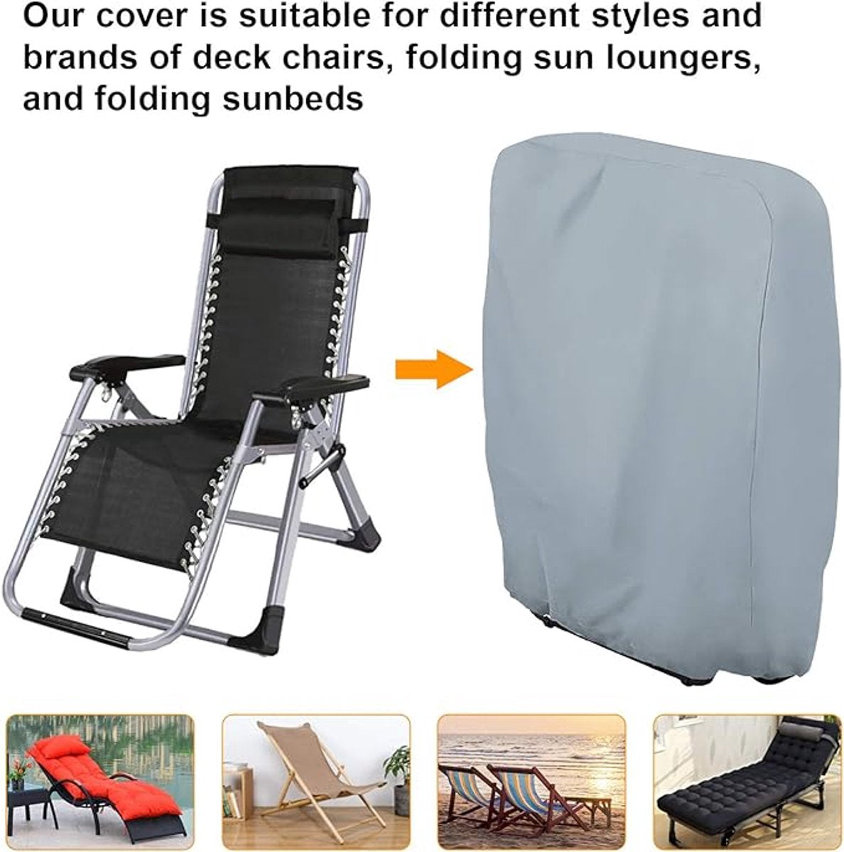 Waterproof Chair Cover - Garden Chair Cover - Protective Cover for Garden Furniture - Waterproof Chair Cover - Cover for Folding Chairs - Garden Furniture Cover - Garden Chair Cover - 71x20/34x110cm - For Outdoor Use in the Garden, Balcony or Terrace - Gr - Image 3
