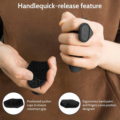 Fitness Strength Training Grips - Pack of 2 - Rubber Gym Weightlifting Non-Slip Exercise Grips - Deadlift Straps - Lift Straps - Strength Training - Fingerless Weightlifting Grips - Non-Slip Palm Protectors - Black - Image 2
