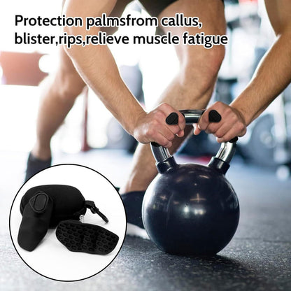 Fitness Strength Training Grips - Pack of 2 - Rubber Gym Weightlifting Non-Slip Exercise Grips - Deadlift Straps - Lift Straps - Strength Training - Fingerless Weightlifting Grips - Non-Slip Palm Protectors - Black - Image 4