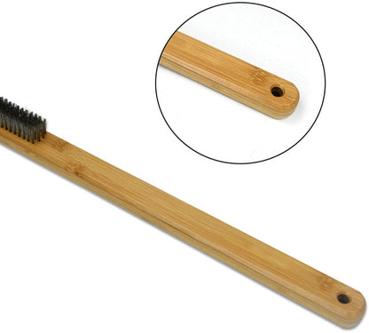 Pizza Stone Cleaning Brush - 57.5cm - Pizza Oven Brush - Barbecue Grill Cleaning Tool with Wooden Handle - Kitchen Oven Accessories - Portable Brush - With Scraper - Outdoor Pizza Oven Accessories - Image 2