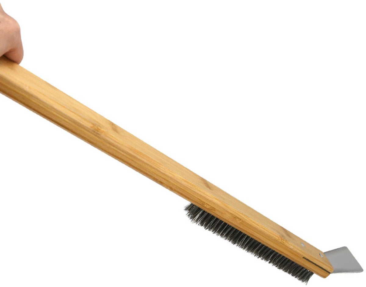 Pizza Stone Cleaning Brush - 57.5cm - Pizza Oven Brush - Barbecue Grill Cleaning Tool with Wooden Handle - Kitchen Oven Accessories - Portable Brush - With Scraper - Outdoor Pizza Oven Accessories - Image 4