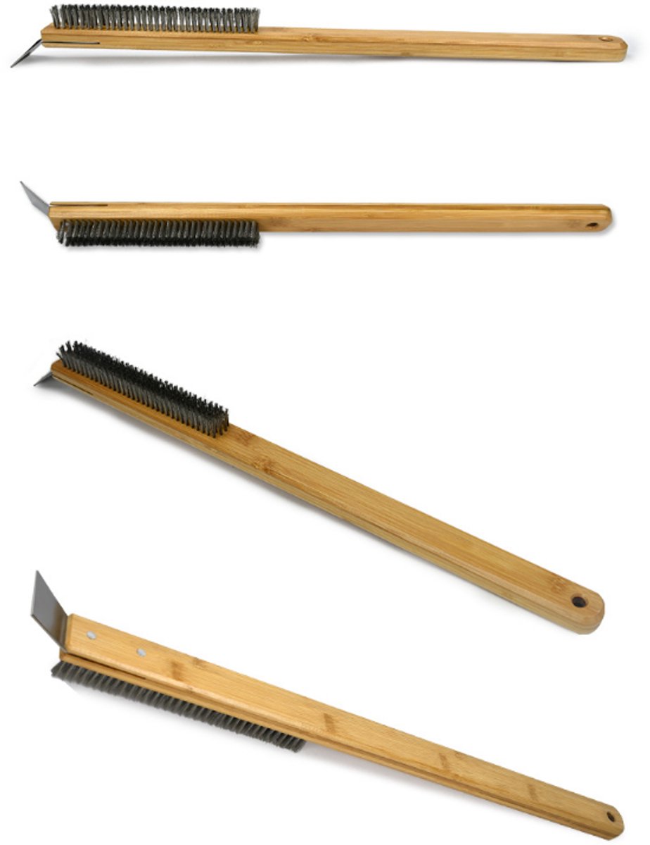 Pizza Stone Cleaning Brush - 57.5cm - Pizza Oven Brush - Barbecue Grill Cleaning Tool with Wooden Handle - Kitchen Oven Accessories - Portable Brush - With Scraper - Outdoor Pizza Oven Accessories - Image 7