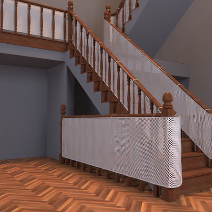 Child safety net - Safety gate - 300x79 cm - stair mesh - Safety net - white - Roll-up - Baby safety - Adjustable - for stair railings, balcony beds, railings - Image 6