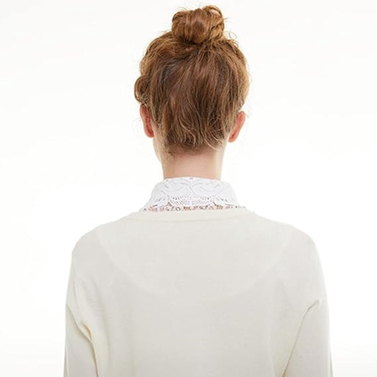Blouse collar - Collars - Loose collar - Fake collar - Sweater Decorative - Round collar - White - One size - Lace - Detachable - Floral Pattern design - Adjustable - Image 3