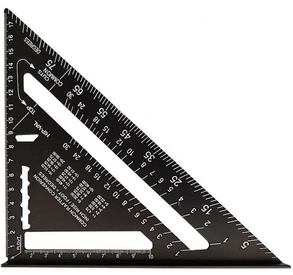 180mm Carpenter's Angle - Aluminum Ruler - Triangular Carpenter's Angle 45/90 Degrees - Carpenter's Square - High Precision Measuring Tool - For Carpenter, Roofer, Engineer - Black