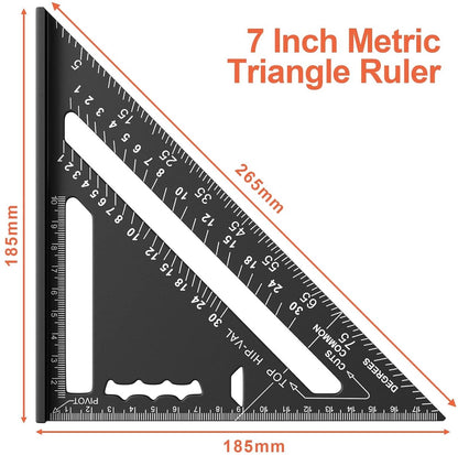 180mm Carpenter's Angle - Aluminum Ruler - Triangular Carpenter's Angle 45/90 Degrees - Carpenter's Square - High Precision Measuring Tool - For Carpenter, Roofer, Engineer - Black - Image 7