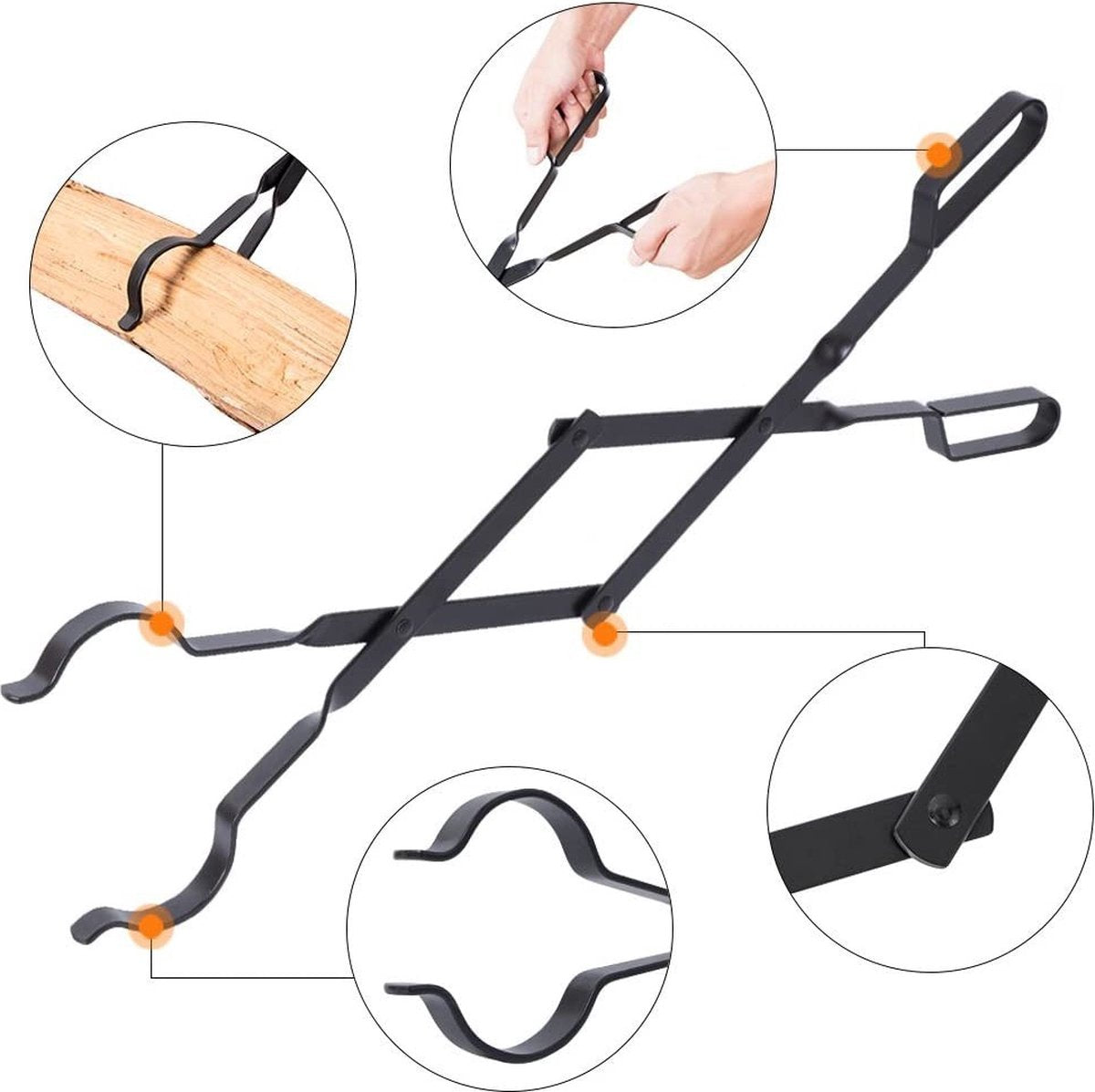 Fire Pit Tongs - Fire Pit Tongs - Fireplace Accessories - Fireplaces - Fire Pit Tool for Outdoor Indoor Camping - Wood Stoves - Fire Pits - Black - Steel - 26 Inch - Image 2
