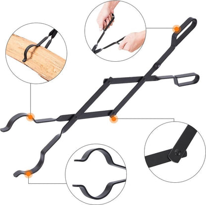 Fire Pit Tongs - Fire Pit Tongs - Fireplace Accessories - Fireplaces - Fire Pit Tool for Outdoor Indoor Camping - Wood Stoves - Fire Pits - Black - Steel - 26 Inch - Image 2