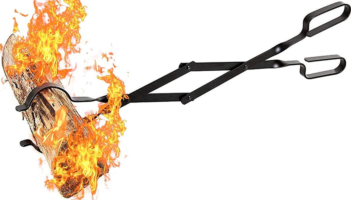 Fire Pit Tongs - Fire Pit Tongs - Fireplace Accessories - Fireplaces - Fire Pit Tool for Outdoor Indoor Camping - Wood Stoves - Fire Pits - Black - Steel - 26 Inch - Image 3