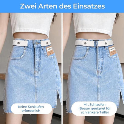 Buckle-Free Belt - 4 Pieces - Elastic Belt Without Buckle - PU - Buckle-Free & Elastic Belt for Women & Men - Buckle-Free Belt - Belt Without Holes - Suitable for Pants and Skirts - 3cm Wide - Black/White/Light Blue/Dark Blue - Image 3