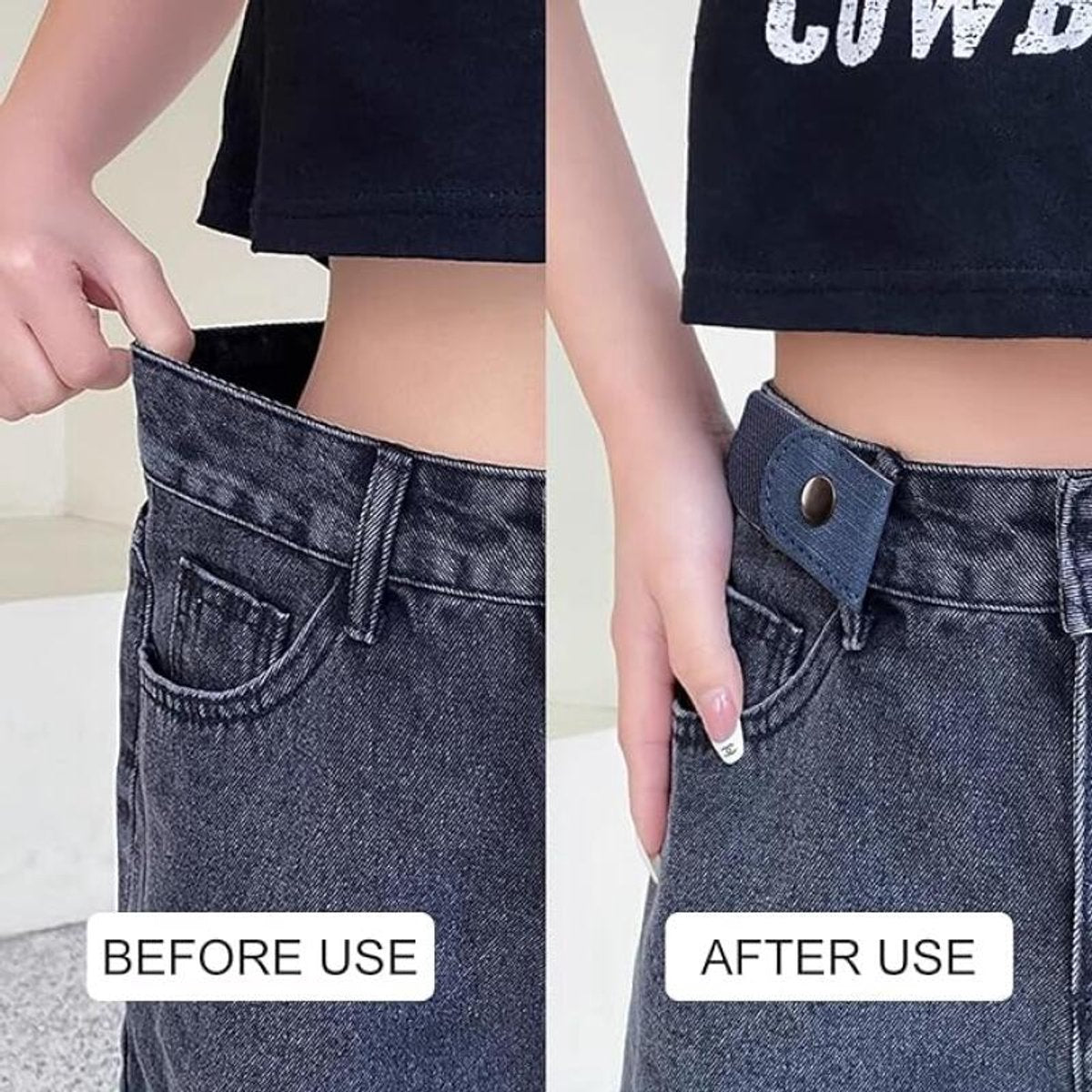 Buckle-Free Belt - 4 Pieces - Elastic Belt Without Buckle - PU - Buckle-Free & Elastic Belt for Women & Men - Buckle-Free Belt - Belt Without Holes - Suitable for Pants and Skirts - 3cm Wide - Black/White/Light Blue/Dark Blue - Image 4