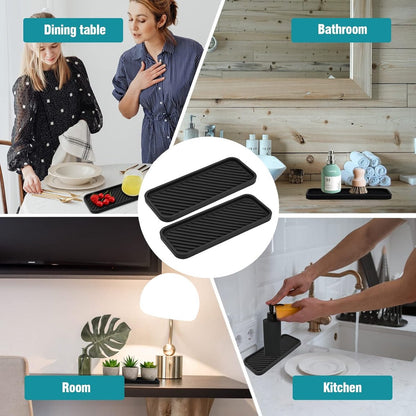 Silicone Sponge Holder - 2 Pieces - Kitchen Sponge Holders - Countertop Organizer - Sink Organizer - Kitchen Organizer - Soap Dish - Soap Rack - Non-Slip - For storing sponges, dishwashing products, plates, soap, brushes - Black - Image 2