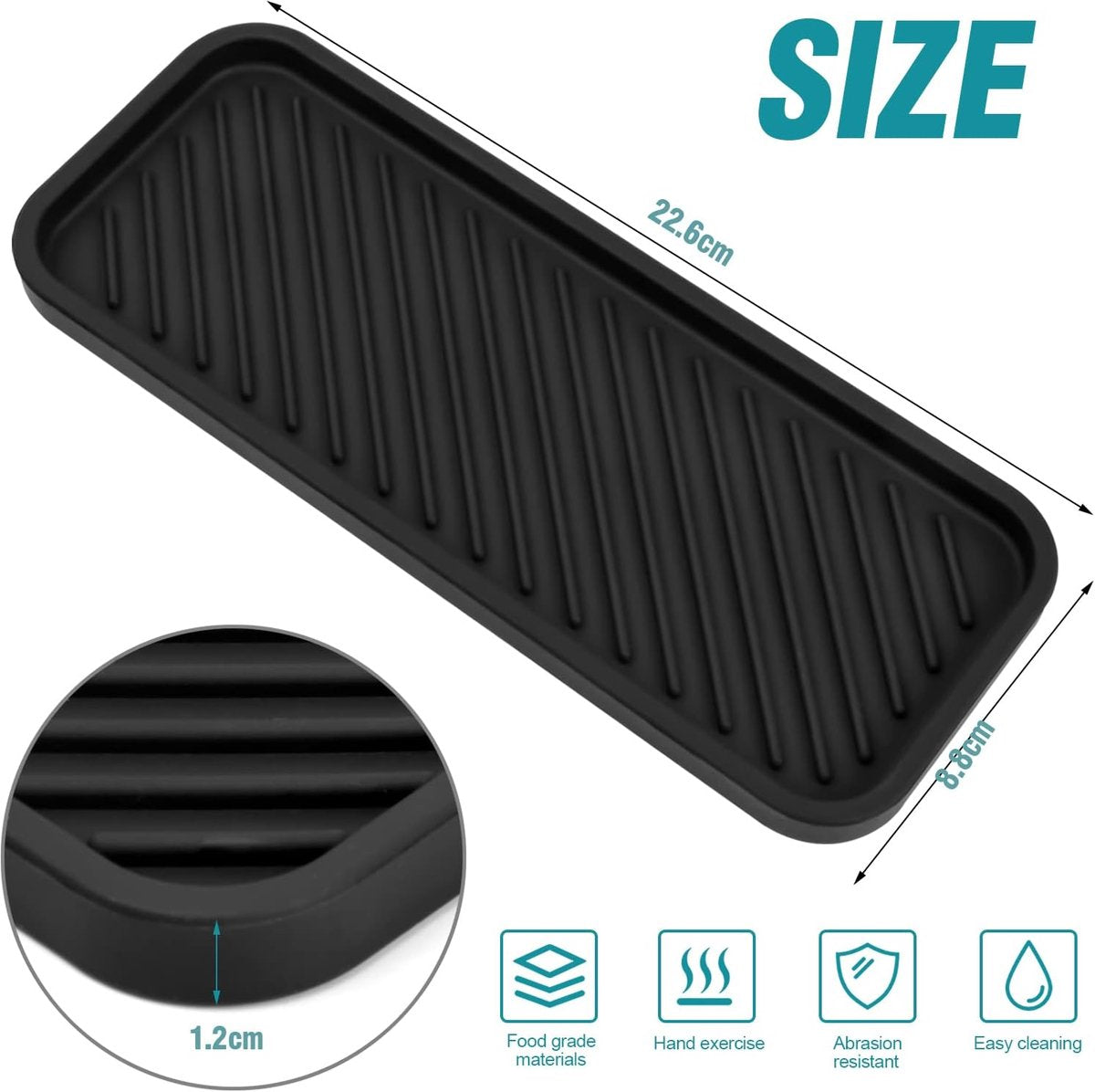 Silicone Sponge Holder - 2 Pieces - Kitchen Sponge Holders - Countertop Organizer - Sink Organizer - Kitchen Organizer - Soap Dish - Soap Rack - Non-Slip - For storing sponges, dishwashing products, plates, soap, brushes - Black - Image 4