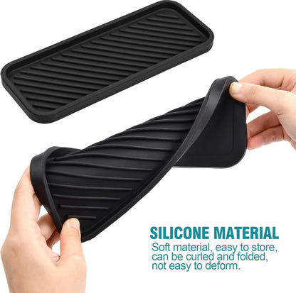 Silicone Sponge Holder - 2 Pieces - Kitchen Sponge Holders - Countertop Organizer - Sink Organizer - Kitchen Organizer - Soap Dish - Soap Rack - Non-Slip - For storing sponges, dishwashing products, plates, soap, brushes - Black - Image 5