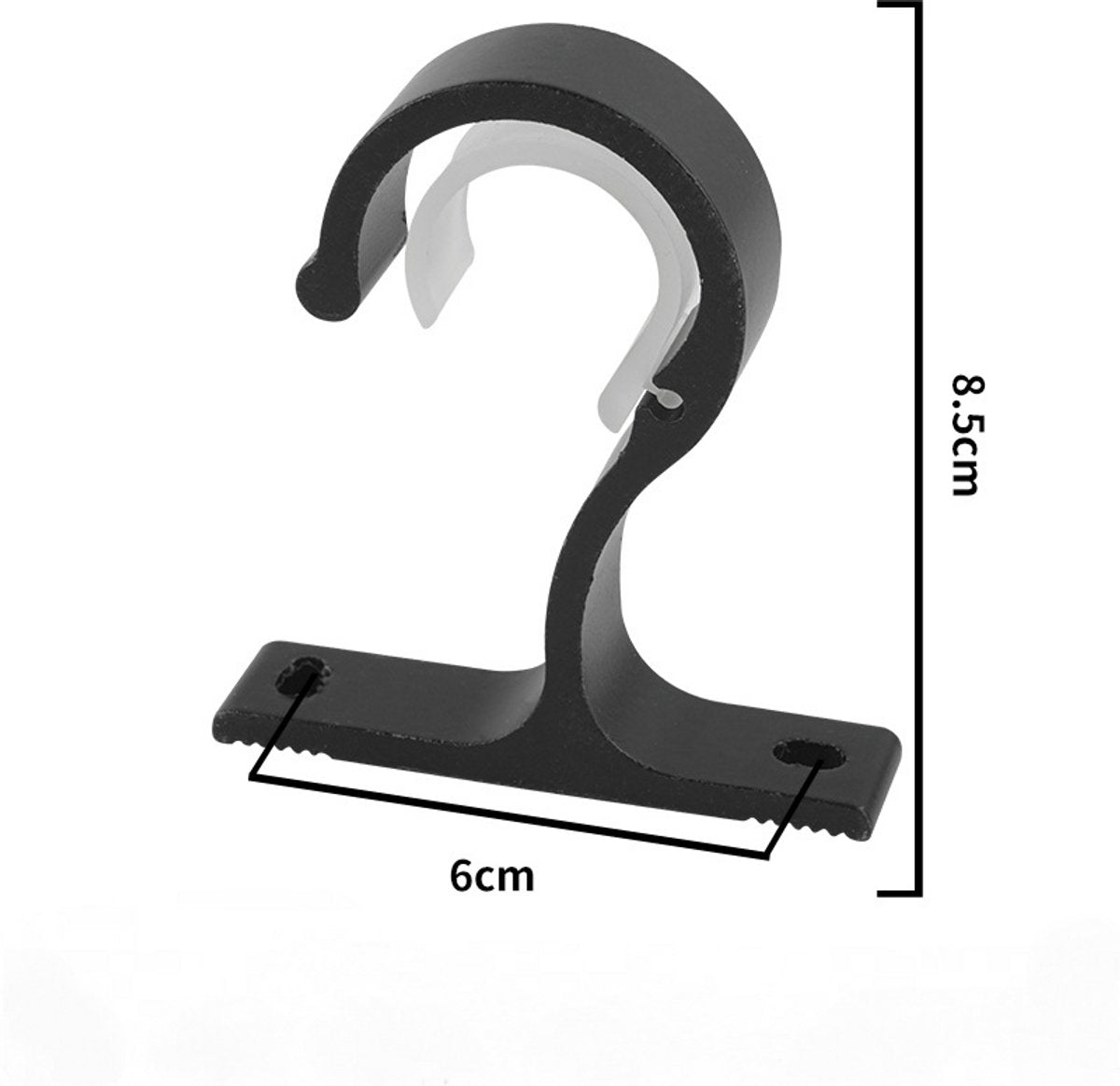 6 pieces - Curtain rod holder - curtain rod bracket - curtain rod mountings - black - 8.5cm - aluminum alloy - for ceiling and wall mounting - Image 2