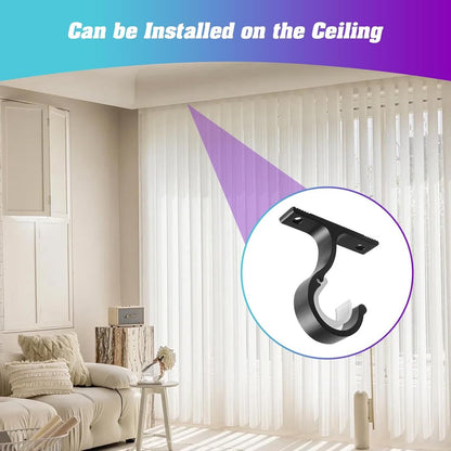 6 pieces - Curtain rod holder - curtain rod bracket - curtain rod mountings - black - 8.5cm - aluminum alloy - for ceiling and wall mounting - Image 4