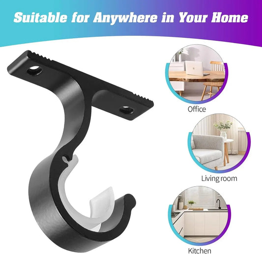 6 pieces - Curtain rod holder - curtain rod bracket - curtain rod mountings - black - 8.5cm - aluminum alloy - for ceiling and wall mounting - Image 5